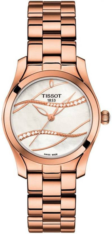 Tissot T Wave T Lady Mother of Pearl Dial Rose Gold Steel Strap Watch For Women - T112.210.33.111.00 Authentic Buy Shop Now