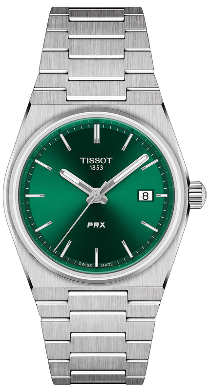 Tissot PRX Quartz Green Dial Steel Silver Steel Strap Watch for Men - T137.410.11.081.00 Authentic Buy Shop Now