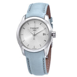 Tissot T Classic Couturier Silver Dial Light Blue Leather Strap Watch For Women - T035.210.16.031.02 Authentic Buy Shop Now