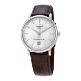 Tissot T-Classic Powermatic 80 Silver Dial Brown Leather Strap Watch For Men - T122.407.16.031.00 Authentic Buy Shop Now