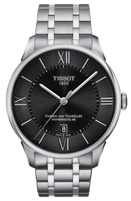 Tissot Chemin Des Tourelles Powermatic 80 Black Dial Silver Steel Strap Watch For Men - T099.407.11.058.00 Authentic Buy Shop Now