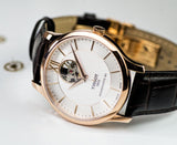Tissot Tradition Powermatic 80 Open Heart Silver Dial Brown Leather Strap Watch For Men - T063.907.36.038.00 Authentic Buy Shop Now