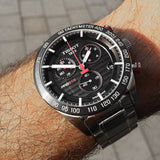 Tissot T Sport PRS 516 Chronograph Black Dial Silver Steel Strap Watch For Men - T100.417.11.051.01 Authentic Buy Shop Now