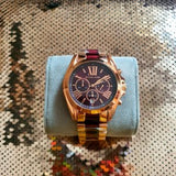 Michael Kors Bradshaw Burgundy Dial Two Tone Steel Strap Watch for Women - MK6270 Authentic Buy Shop Now