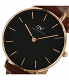 Daniel Wellington Petite St Mawes Black Dial Brown Leather Strap Watch For Women - DW00100169 Authentic Buy Shop Now