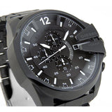 Diesel Mega Chief Chronograph Black Dial Black Steel Strap Watch For Men - DZ4283 Authentic Buy Shop Now