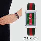 Gucci G-Frame Mother of Pearl Dial Two Tone Nylon Strap Watch For Women - YA147404 Authentic Buy Shop Now