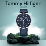 Tommy Hilfiger Brad Chronograph Quartz Blue Dial Blue Leather Strap Watch For Men - 1710387 Authentic Buy Shop Now