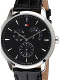 Tommy Hilfiger Brad Chronograph Black Dial Black Leather Strap Watch For Men - 1710391 Authentic Buy Shop Now