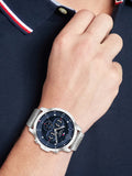 Tommy Hilfiger Luca Chronograph Blue Dial Silver Steel Strap Watch For Men - 1710492 Authentic Buy Shop Now
