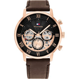 Tommy Hilfiger Legend Analog Black Dial Brown Leather Strap Watch For Men - 1710566 Authentic Buy Shop Now
