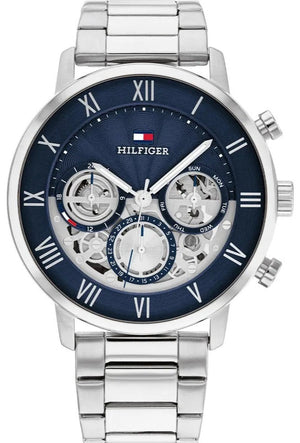 Tommy Hilfiger Legend Chronograph Blue Dial Silver Steel Strap Watch For Men - 1710569 Authentic Buy Shop Now