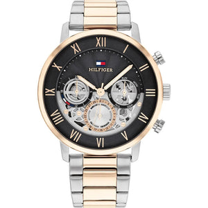 Tommy Hilfiger Legend Chronograph Black Dial Two Tone Steel Strap Watch For Men - 1710570 Authentic Buy Shop Now