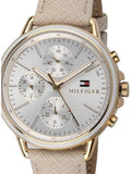 Tommy Hilfiger Carly Silver Dial Cream Leather Strap Watch for Women - 1781790 Authentic Buy Shop Now