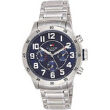 Tommy Hilfiger Trent Chronograph Blue Dial Silver Steel Strap Watch for Men - 1791053 Authentic Buy Shop Now