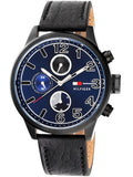 Tommy Hilfiger Jackson Quartz Blue Dial Black Leather Strap Watch for Men - 1791241 Authentic Buy Shop Now