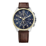 Tommy Hilfiger Dean Multifunctional Blue Dial Brown Leather Strap Watch for Men - 1791275 Authentic Buy Shop Now