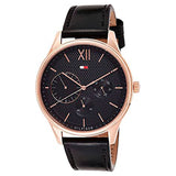 Tommy Hilfiger Damon Quartz Black Dial Black Leather Strap Watch for Men - 1791419 Authentic Buy Shop Now