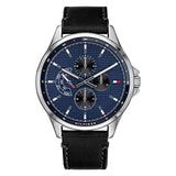 Tommy Hilfiger Shawn Multifunction Quartz Blue Dial Black Leather Strap Watch for Men - 1791616 Authentic Buy Shop Now