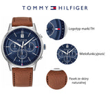 Tommy Hilfiger Kyle Multifunction Blue Dial Brown Leather Strap Watch for Men - 1791629 Authentic Buy Shop Now