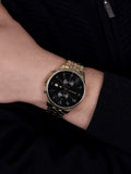 Tommy Hilfiger West Chronograph Quartz Black Dial Gold Steel Strap Watch For Men - 1791708 Authentic Buy Shop Now