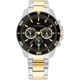 Tommy Hilfiger Jordon Chronograph Black Dial Two Tone Steel Strap Watch For Men - 1792095 Authentic Buy Shop Now