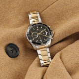 Tommy Hilfiger Jordon Chronograph Black Dial Two Tone Steel Strap Watch For Men - 1792095 Authentic Buy Shop Now