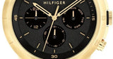 Tommy Hilfiger Troy Chronograph Black Dial Gold Steel Strap Watch For Men - 1792109 Authentic Buy Shop Now