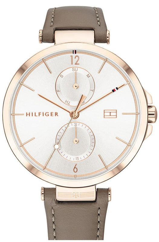 Tommy Hilfiger Angela Quartz Silver Dial Brown Leather Strap Watch for Women - 1782125 Authentic Buy Shop Now