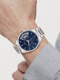 Tommy Hilfiger Baker Quartz Blue Dial Silver Steel Strap Watch For Men - 1710448 Authentic Buy Shop Now