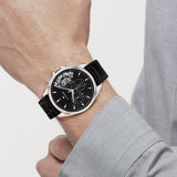 Tommy Hilfiger Parker Chronograph Quartz Grey Dial Black Leather Strap Watch For Men - 1791838 Authentic Buy Shop Now