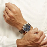 Tommy Hilfiger Baker Chronograph Blue Dial Brown Leather Strap Watch For Men - 1710453 Authentic Buy Shop Now