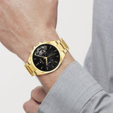 Tommy Hilfiger Baker Chronograph Black Dial Gold Steel Strap Watch for Men - 1710447 Authentic Buy Shop Now