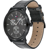 Tommy Hilfiger Brad Chronograph Quartz Grey Dial Grey Leather Strap Watch For Men - 1710388 Authentic Buy Shop Now