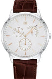 Tommy Hilfiger Brad Chronograph White Dial Brown Leather Strap Watch For Men - 1710389 Authentic Buy Shop Now