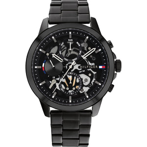 Tommy Hilfiger Henry Chronograph Black Dial Black Steel Strap Watch For Men - 1710478 Authentic Buy Shop Now