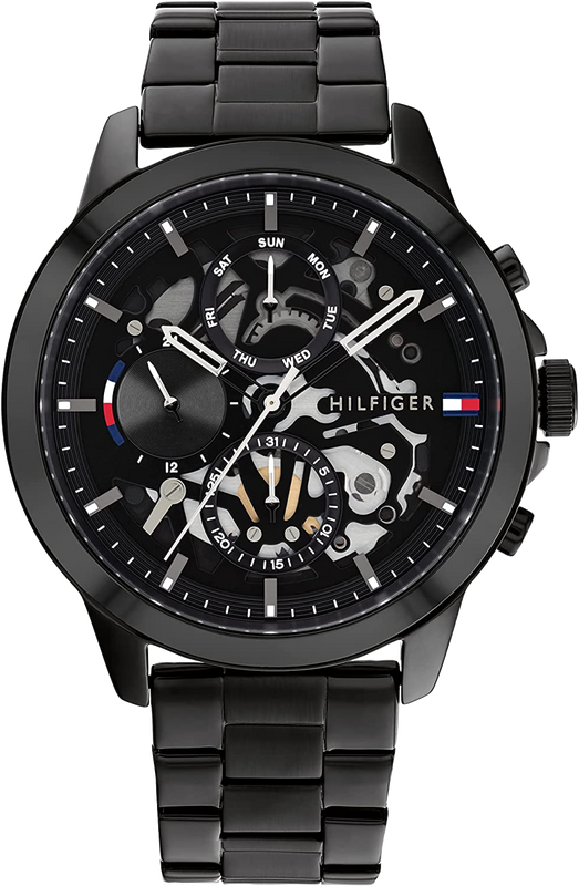 Tommy Hilfiger Henry Chronograph Black Dial Black Steel Strap Watch For Men - 1710478 Authentic Buy Shop Now