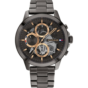 Tommy Hilfiger Henry Chronograph Grey Dial Grey Steel Strap Watch For Men - 1710479 Authentic Buy Shop Now