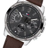 Tommy Hilfiger Decker Grey Dial Brown Leather Strap Watch for Men - 1791562 Authentic Buy Shop Now