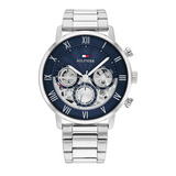Tommy Hilfiger Legend Chronograph Blue Dial Silver Steel Strap Watch For Men - 1710569 Authentic Buy Shop Now