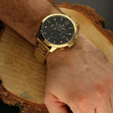 Tommy Hilfiger Luca Chronograph Black Dial Gold Steel Strap Watch For Men - 1710511 Authentic Buy Shop Now
