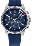 Tommy Hilfiger Mason Blue Dial Blue Rubber Strap Watch for Men - 1791791 Authentic Buy Shop Now