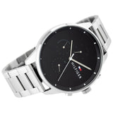 Tommy Hilfiger Chase Quartz Black Dial Silver Steel Strap Watch For Men - 1791485 Authentic Buy Shop Now