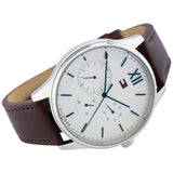 Tommy Hilfiger Damon Quartz White Dial Brown Leather Strap Watch for Men - 1791418 Authentic Buy Shop Now