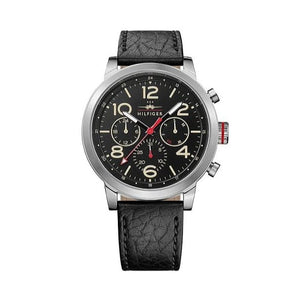 Tommy Hilfiger Jake Chronograph Black Dial Black Leather Strap Watch for Men - 1791232 Authentic Buy Shop Now