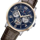 Tommy Hilfiger Keagan Chronograph Blue Dial Brown Leather Strap Watch for Men - 1791290 Authentic Buy Shop Now