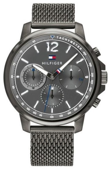 Tommy Hilfiger London Chronograph Grey Dial Grey Mesh Bracelet Watch for Men - 1791530 Authentic Buy Shop Now