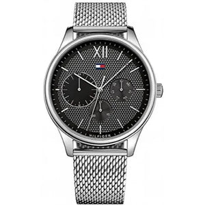 Tommy Hilfiger Damon Quartz Chronograph Black Dial Silver Mesh Bracelet Watch for Men - 1791415 Authentic Buy Shop Now