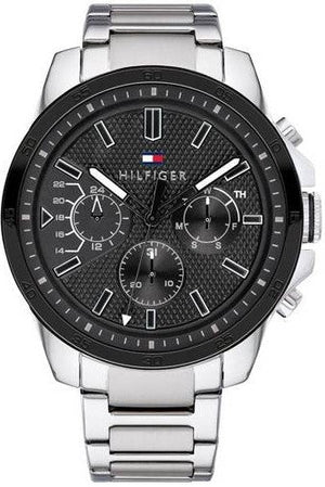 Tommy Hilfiger Iconic Quartz Black Dial Silver Steel Strap Watch for Men - 1791564 Authentic Buy Shop Now