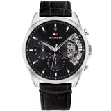 Tommy Hilfiger Baker Chronograph Black Dial Black Leather Strap Watch For Men - 1710449 Authentic Buy Shop Now